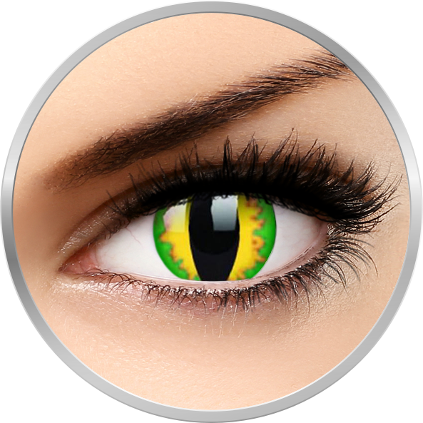 Crazy Green Dragon – lentile de contact colorate galbene anuale – 360 purtari (2 lentile/cutie) brand ColourVUE cu comanda online