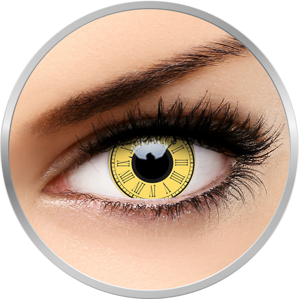 Crazy Timekeeper – lentile de contact colorate galbene anuale – 360 purtari (2 lentile/cutie) brand ColourVUE cu comanda online
