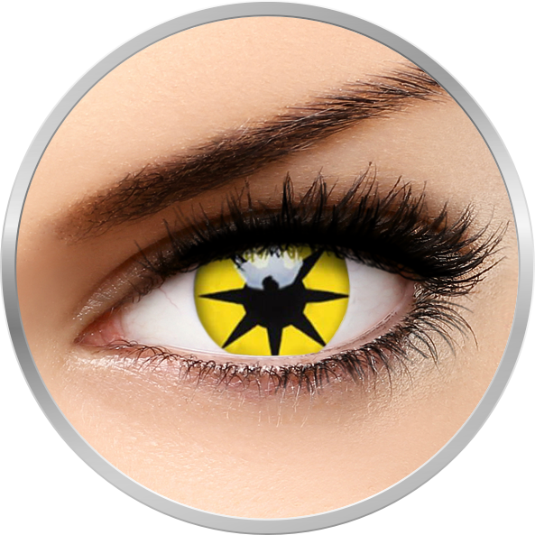 Crazy Yellow Star – lentile de contact colorate galbene anuale – 360 purtari (2 lentile/cutie) brand ColourVUE cu comanda online