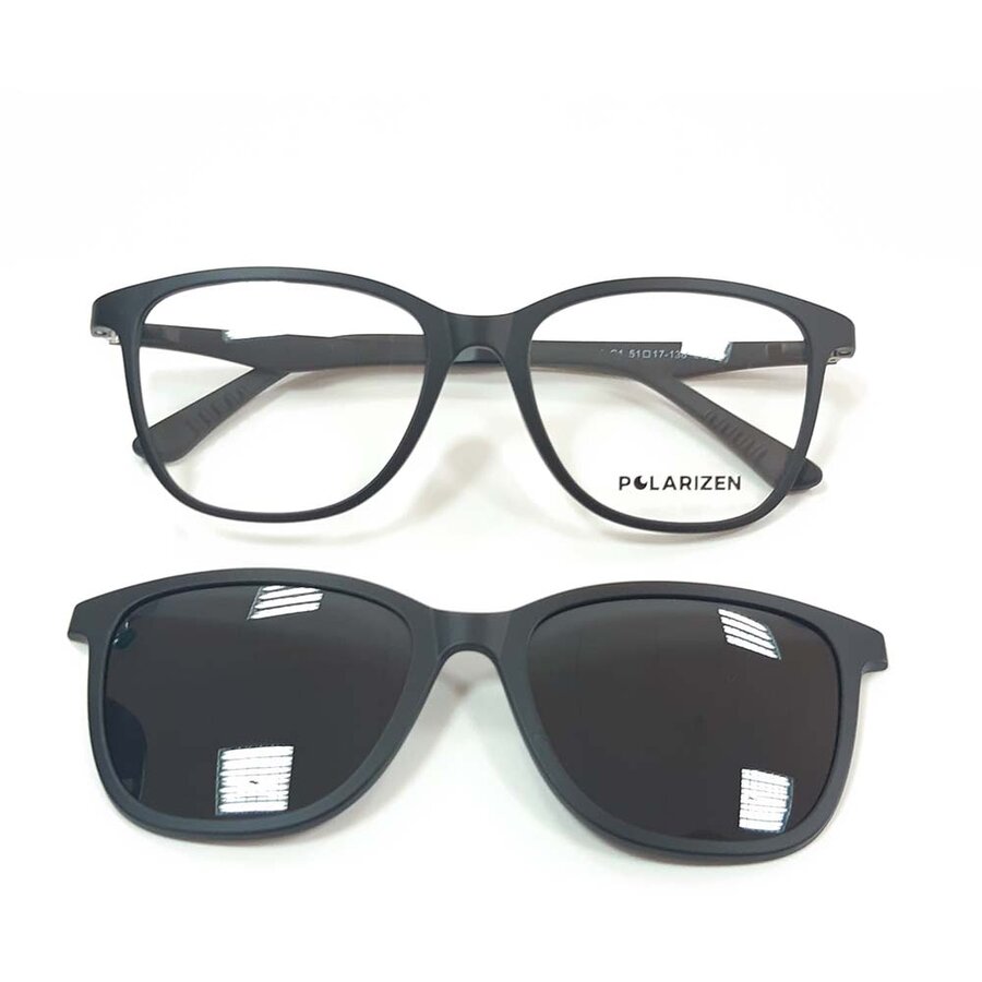 Rame ochelari de vedere unisex Polarizen CLIP-ON AA1001 C1 Black Clip-on originale cu comanda online