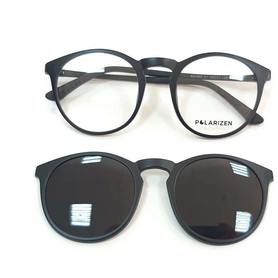 Rame ochelari de vedere unisex Polarizen CLIP-ON AA1003 C1 Black Clip-on originale cu comanda online