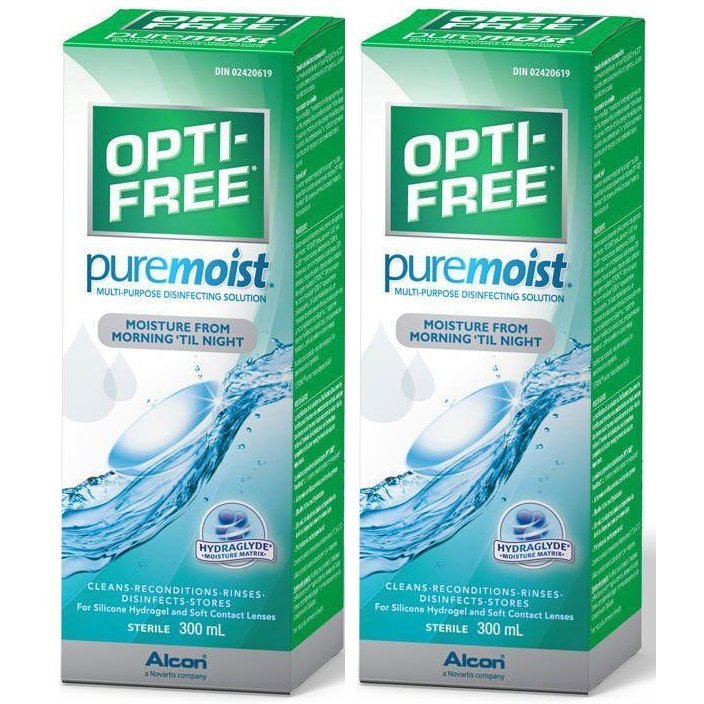 Solutie intretinere lentile de contact Opti-Free Pure Moist 2 x 300 ml + suport lentile cadou marca Alcon / Ciba Vision cu comanda online